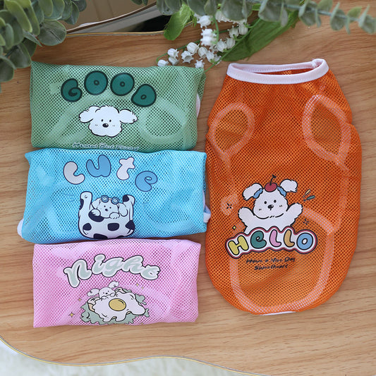 KFX-1954237 Cute Cartoon Printed Vest for Pets - Spring and Summer Collection, Multiple Sizes and Colors Available