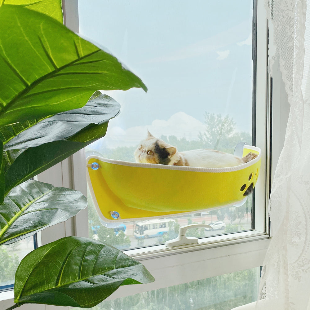KFX-1955645 Crescent-Shaped Cat Litter Box with Suction Cup and Velvet Pad - Multiple Colors Available