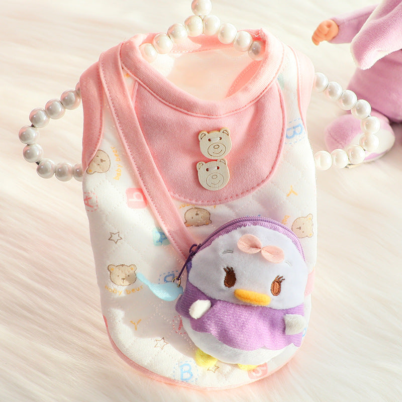 KFX-1959997 Cute Cat Print Cotton Vest Backpack for Autumn and Winter – Multiple Sizes Available
