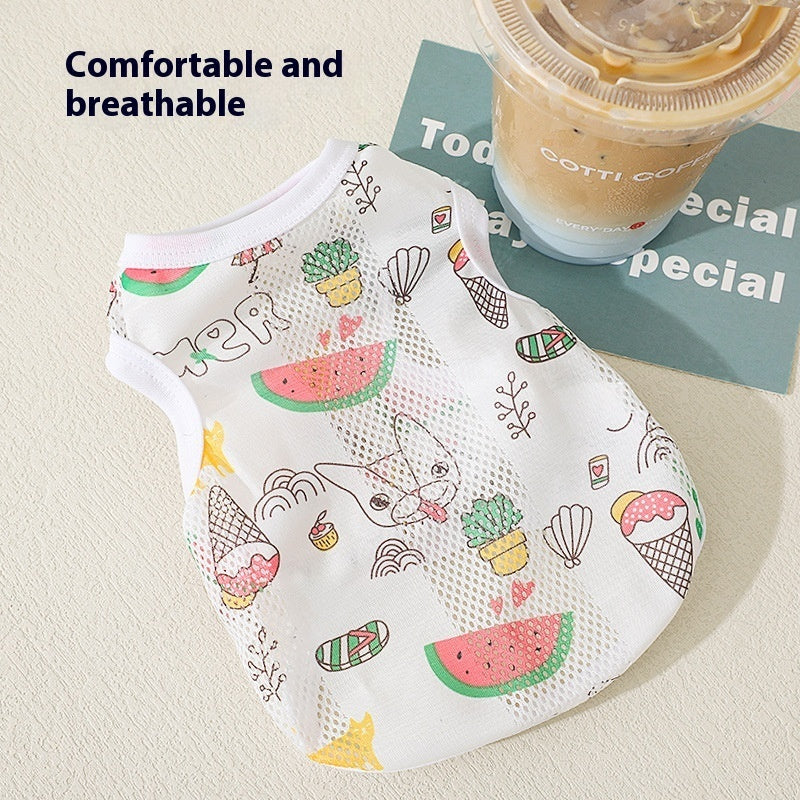 KFX-1960125 Ice Cream Net Vest for Maltese Puppies - Sizes XS to XL, Casual Pet Clothing