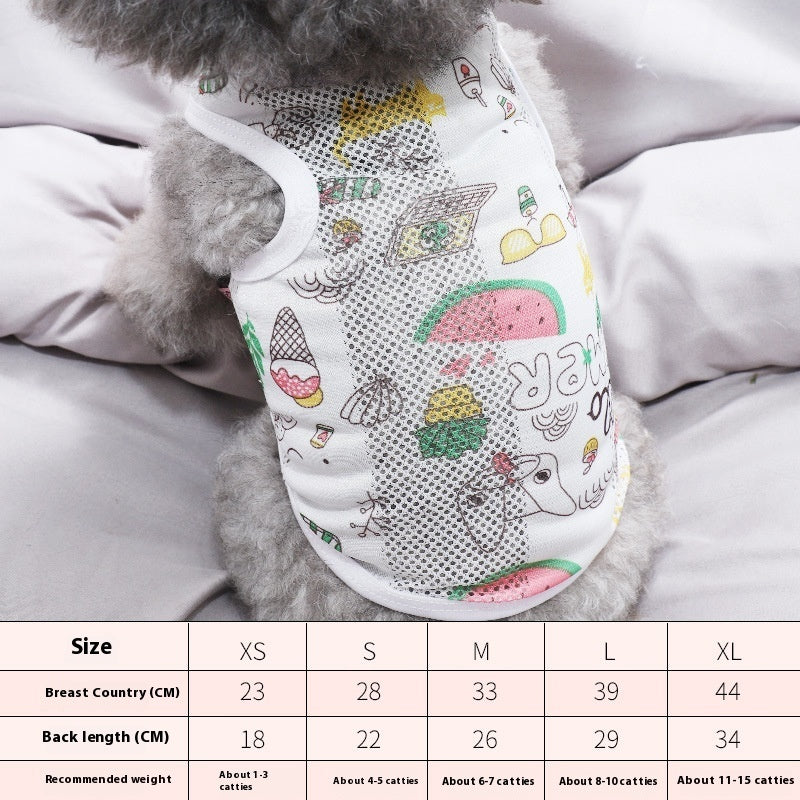 KFX-1960125 Ice Cream Net Vest for Maltese Puppies - Sizes XS to XL, Casual Pet Clothing