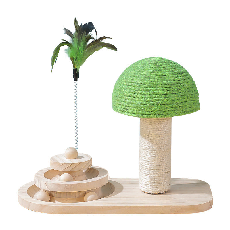 KFX-1962173 Durable Pine Wood Turntable Cat Toy with Sisal Balls - Interactive Fun for Cats