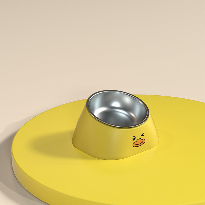 KFX-1962813 Tilted Stainless Steel Pet Bowl for Cats and Dogs - Durable and Fall-Resistant Design