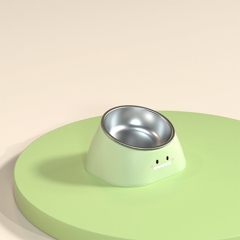 KFX-1962813 Tilted Stainless Steel Pet Bowl for Cats and Dogs - Durable and Fall-Resistant Design