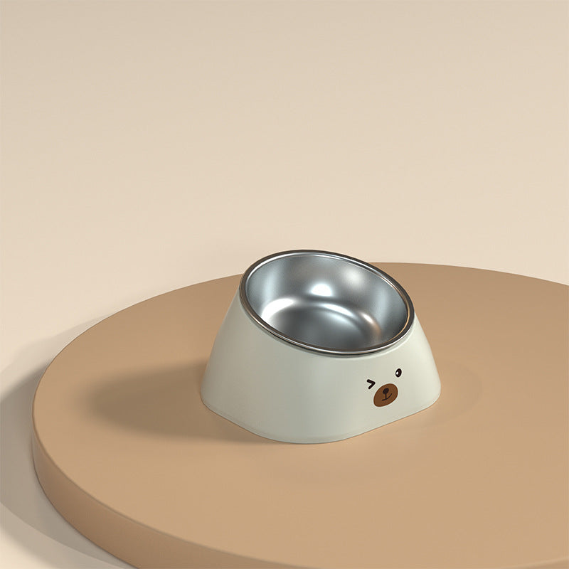 KFX-1962813 Tilted Stainless Steel Pet Bowl for Cats and Dogs - Durable and Fall-Resistant Design