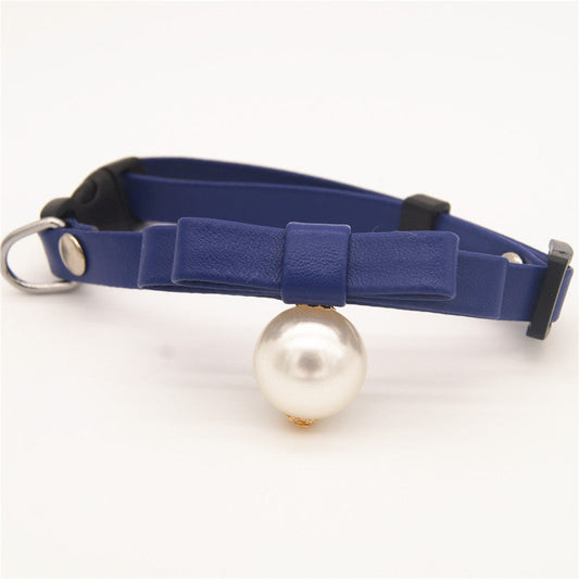 KFX-1963325 Seven-Color Leather Pet Collar with Bow for Cats and Dogs - Suitable for All Seasons and Various Festivities