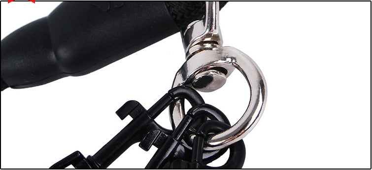 KFX-1965117 Durable Nylon Traction Dog Leash for Three Pets - Wear-Resistant Design, Black/Red Options