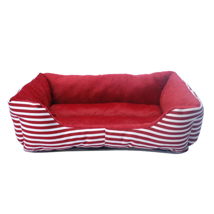 KFX-1965373 Retro Square Pet Nest Sofa with Classic Monochrome Stripes in Red and Blue, Available in Multiple Sizes