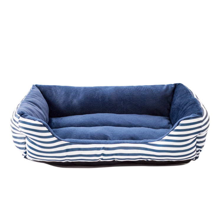 KFX-1965373 Retro Square Pet Nest Sofa with Classic Monochrome Stripes in Red and Blue, Available in Multiple Sizes