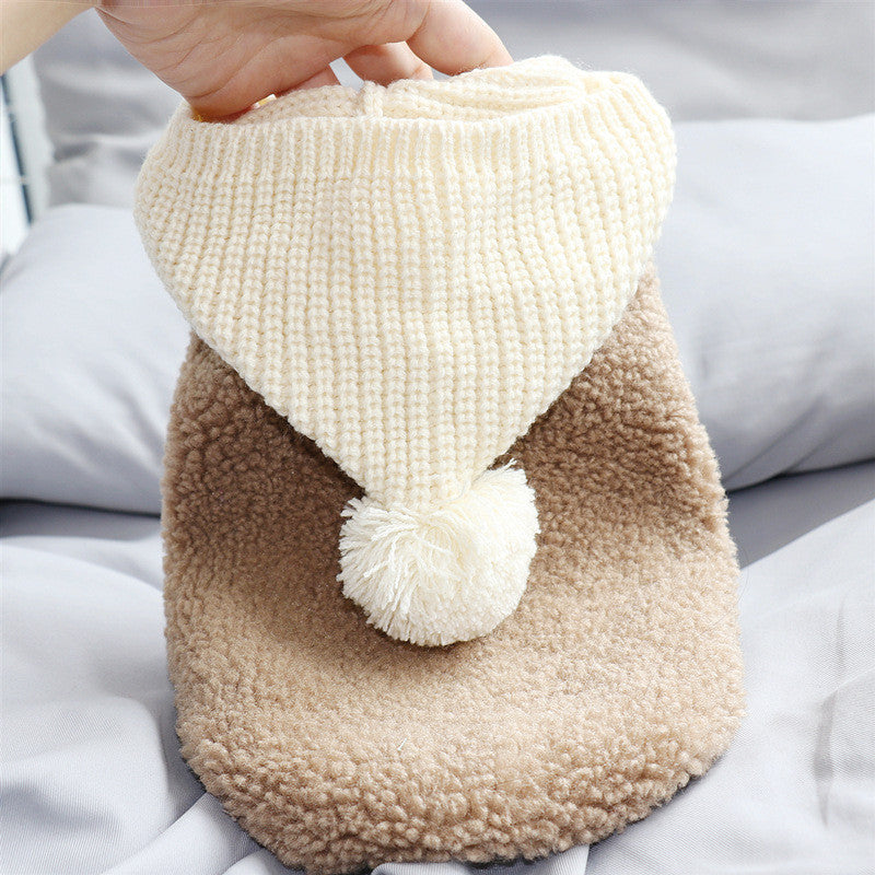 KFX-1965757 Warm Cotton Clothes for Small Dogs and Puppies - Casual Style, Available in Brown and Bean Paste, Multiple Sizes