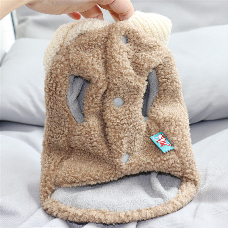 KFX-1965757 Warm Cotton Clothes for Small Dogs and Puppies - Casual Style, Available in Brown and Bean Paste, Multiple Sizes