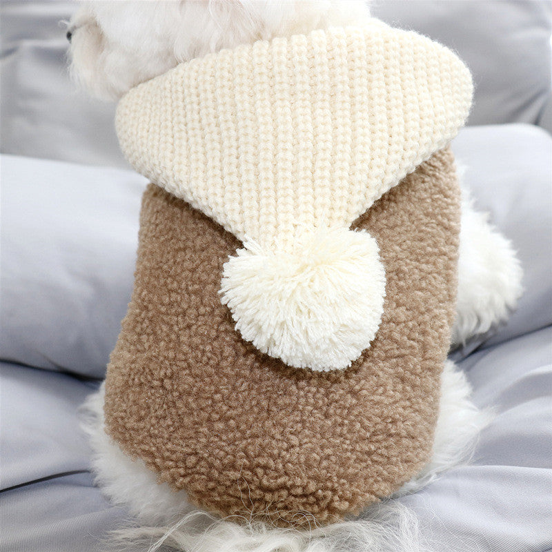 KFX-1965757 Warm Cotton Clothes for Small Dogs and Puppies - Casual Style, Available in Brown and Bean Paste, Multiple Sizes