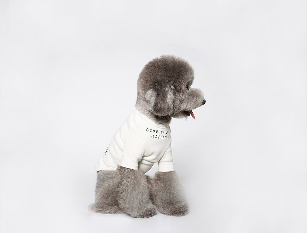 KFX-1967677 Simple Cotton T-Shirt for Pets in Dark Green and Beige, Available in Multiple Sizes