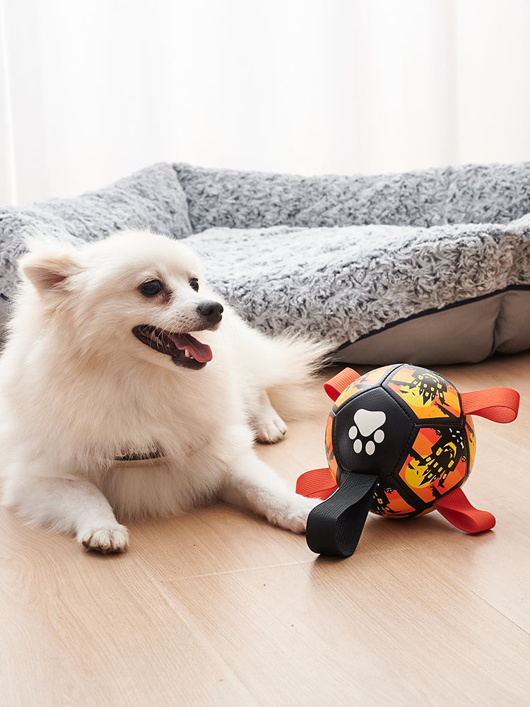 KFX-1968573 Interactive Dog Soccer Ball Toy with Straps - Perfect for Tug of War, Water Play, and Holiday Gifts