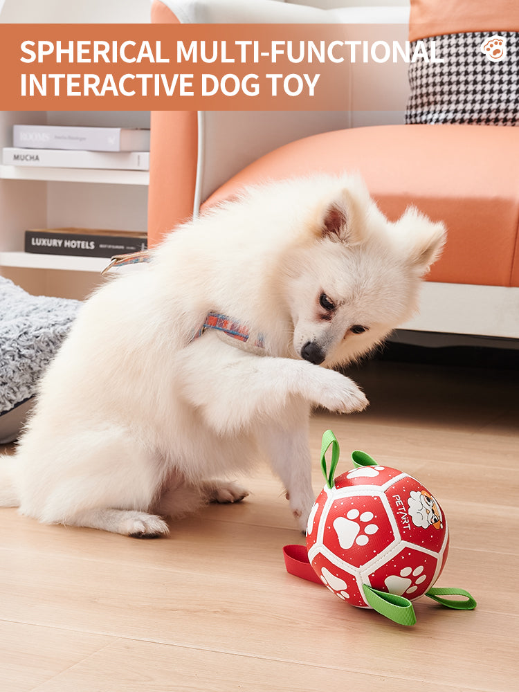 KFX-1968573 Interactive Dog Soccer Ball Toy with Straps - Perfect for Tug of War, Water Play, and Holiday Gifts