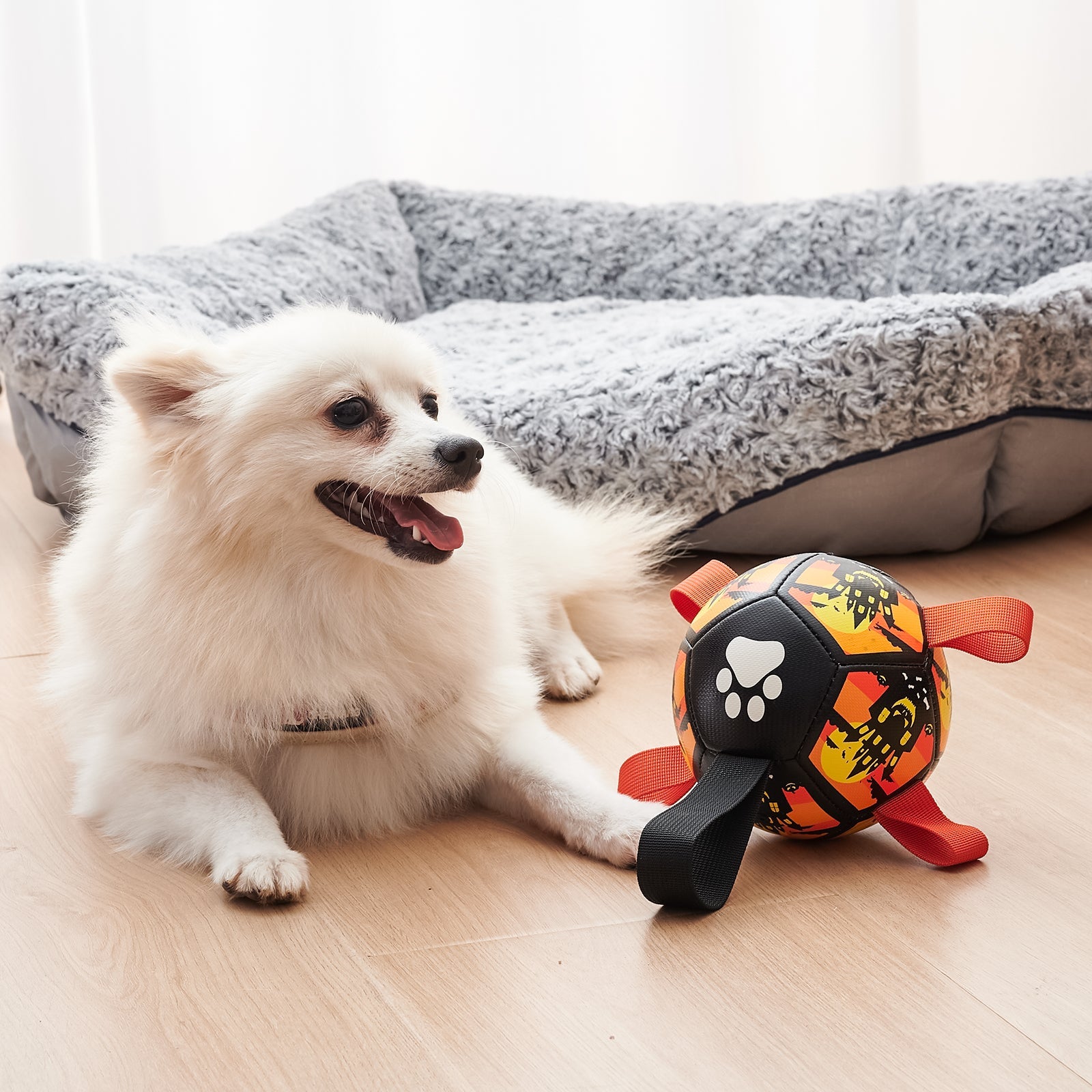 KFX-1968573 Interactive Dog Soccer Ball Toy with Straps - Perfect for Tug of War, Water Play, and Holiday Gifts