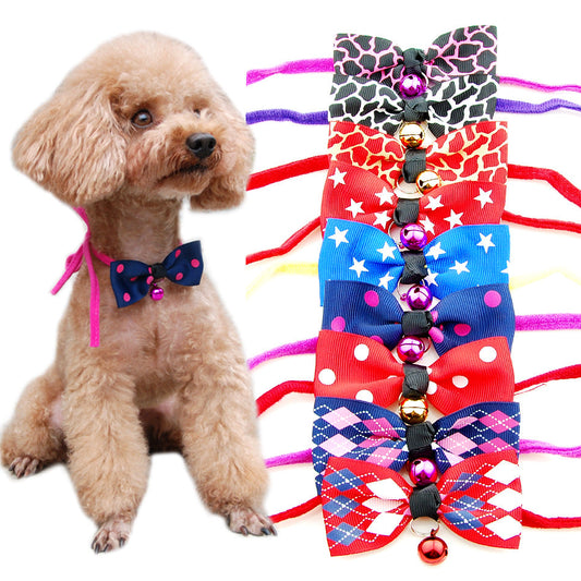 KFX-1969085 Adjustable Polyester Dog and Cat Bow Tie with Copper Bell