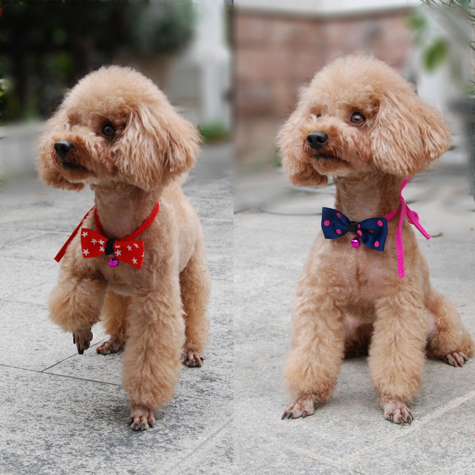 KFX-1969085 Adjustable Polyester Dog and Cat Bow Tie with Copper Bell