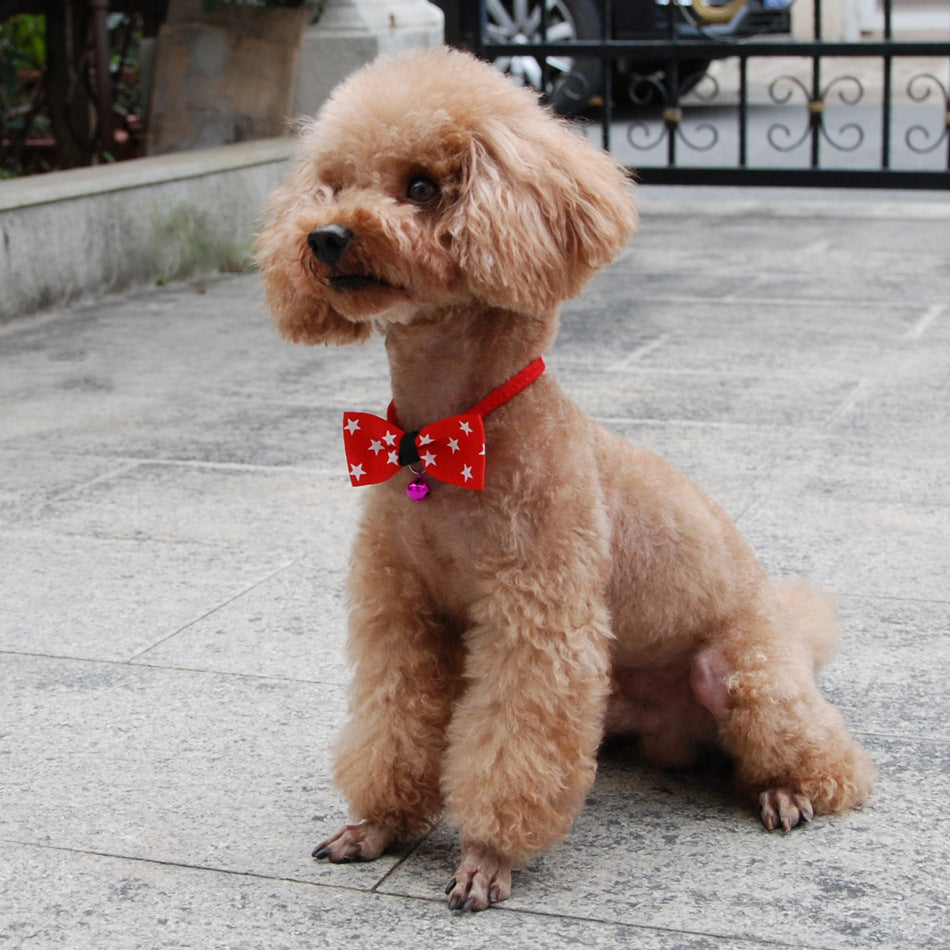 KFX-1969085 Adjustable Polyester Dog and Cat Bow Tie with Copper Bell