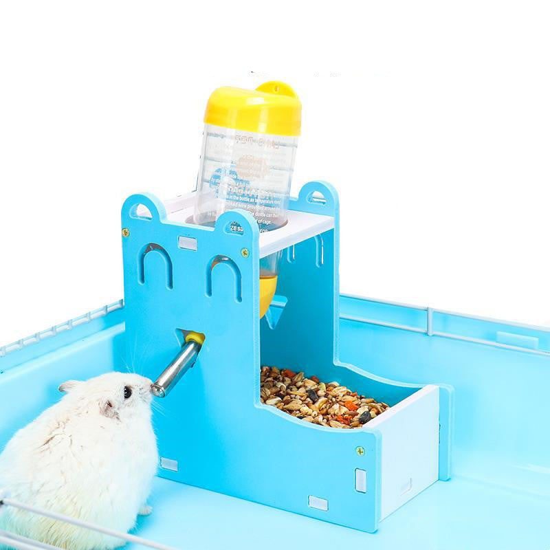 KFX-1972925 Automatic Hamster Water Bottle with Food Basin and Mini Sleeping Nest - Non-Toxic, Durable Design, 80ml Capacity