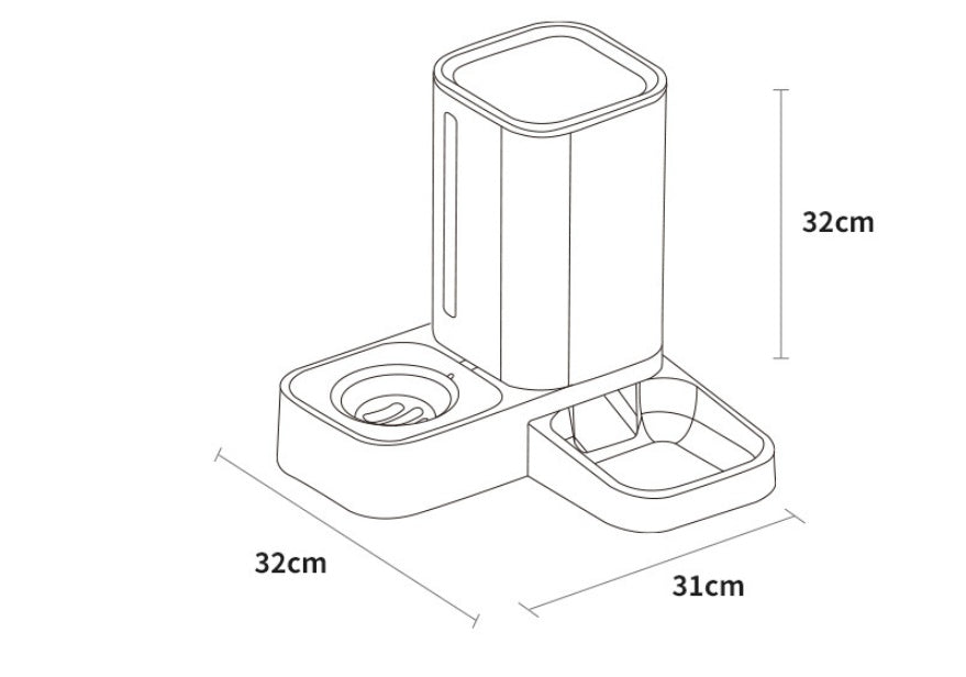 KFX-1973053 Automatic Pet Water Dispenser with Double Plastic Bowls - Grey, Blue, Purple - 32x31x32cm