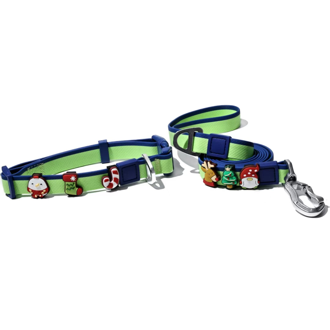 KFX-1976637 Dual-Color Embossed Dog Leash Set with 12 Customizable Accessories