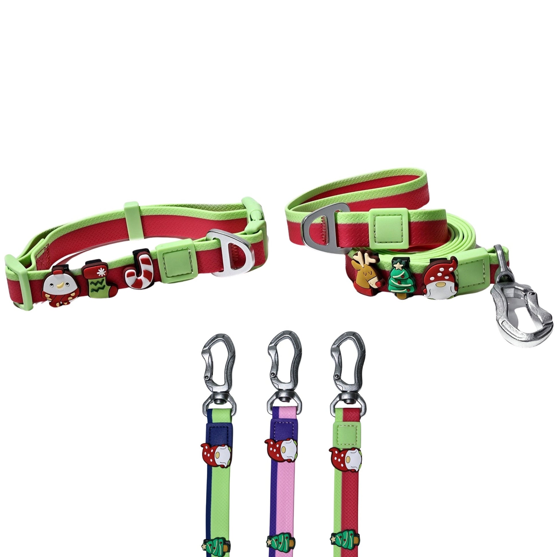 KFX-1976637 Dual-Color Embossed Dog Leash Set with 12 Customizable Accessories