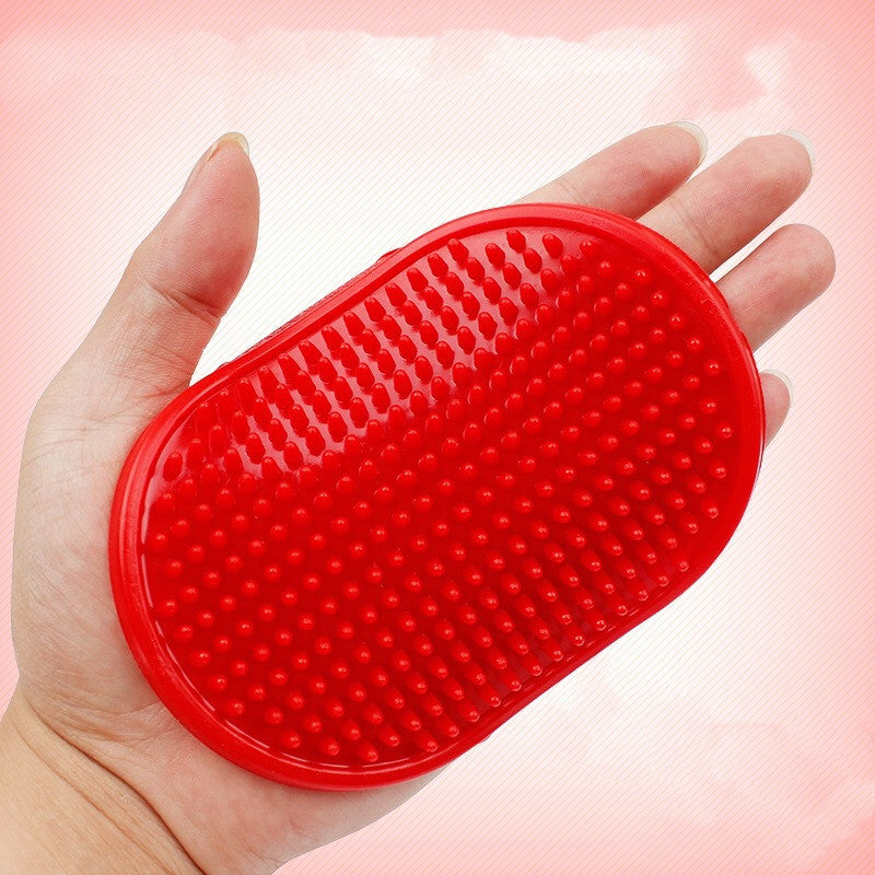 KFX-1978429 Rubber Oval Pet Bath and Massage Brush for Dogs - Available in Red and Blue