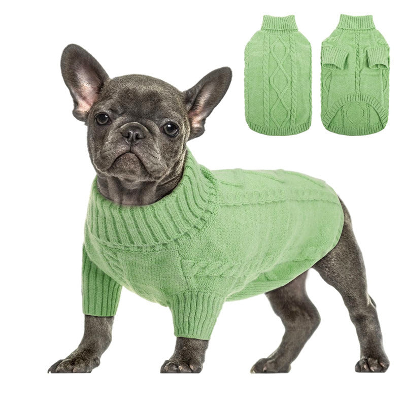KFX-1980605 Cozy Knitted Dog Turtleneck Sweater for Autumn & Winter in Solid Colors