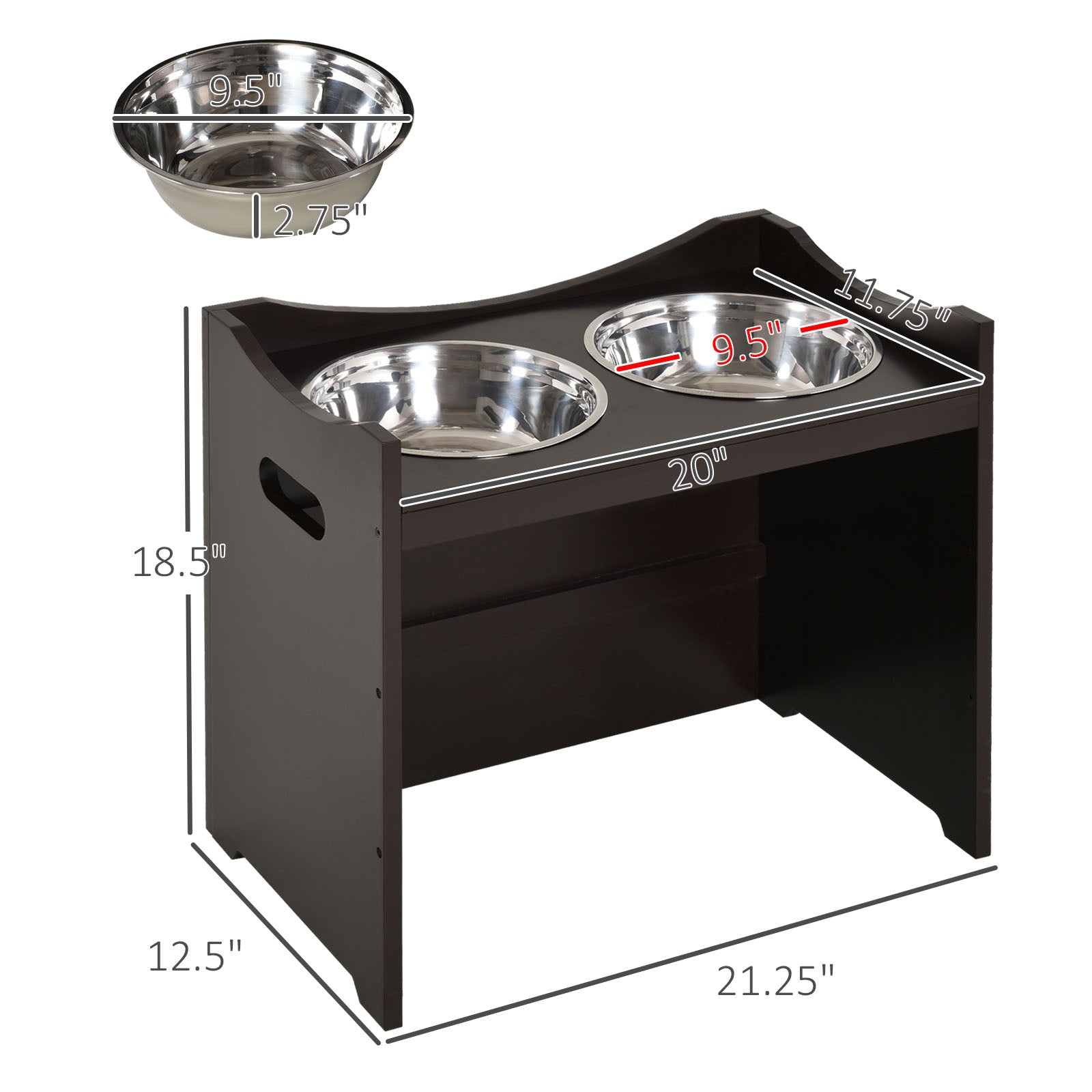 KFX-1982781 Elevated Pet Feeder with Adjustable Height and Removable Stainless Steel Bowls for Large Dogs