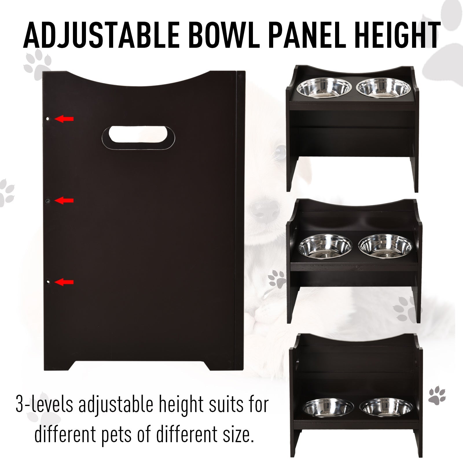 KFX-1982781 Elevated Pet Feeder with Adjustable Height and Removable Stainless Steel Bowls for Large Dogs