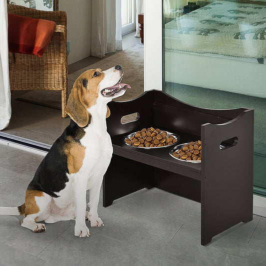 KFX-1982781 Elevated Pet Feeder with Adjustable Height and Removable Stainless Steel Bowls for Large Dogs