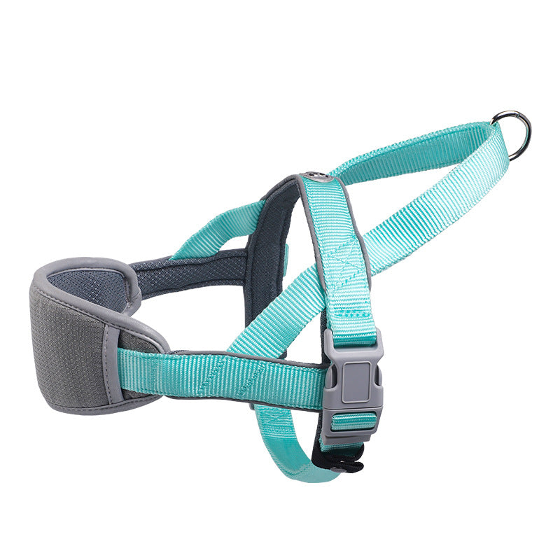 KFX-1987645 Adjustable Nylon Dog Leash Vest Chest Strap in Red, Blue, and Brown