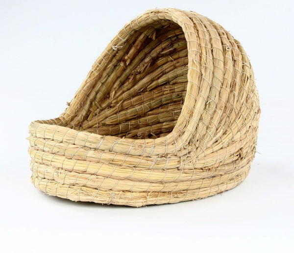 KFX-1990589 Natural Hand-Woven Grass Nest for Small Animals - Straw and Corn Husk Cradle