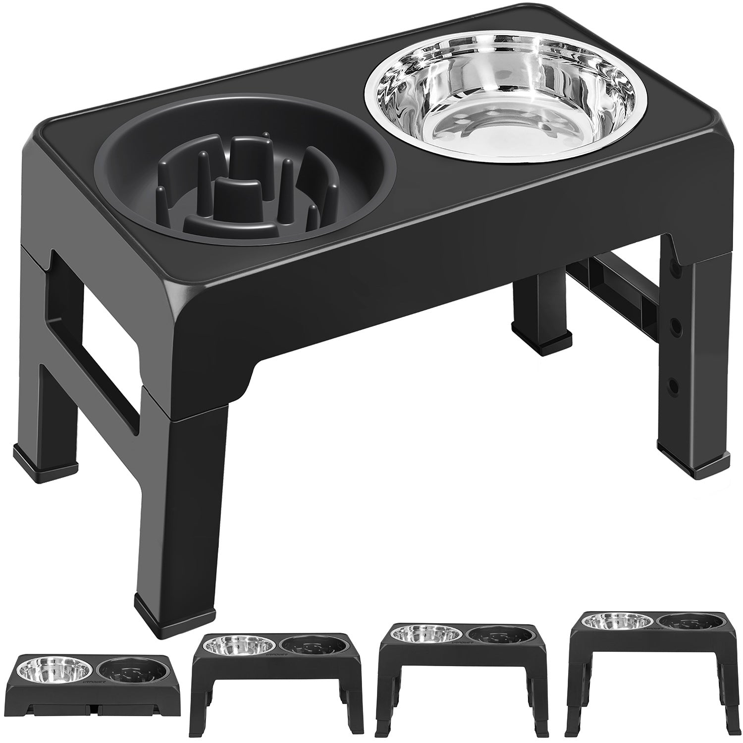 KFX-1992125 Adjustable Plastic Lifting Dog Bowl with Integrated Slow Feed Design