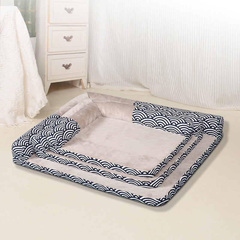 KFX-1992381 Four Seasons Pet Bed - Doghouse Sofa Mat in Wind Wave and Gray Arrow