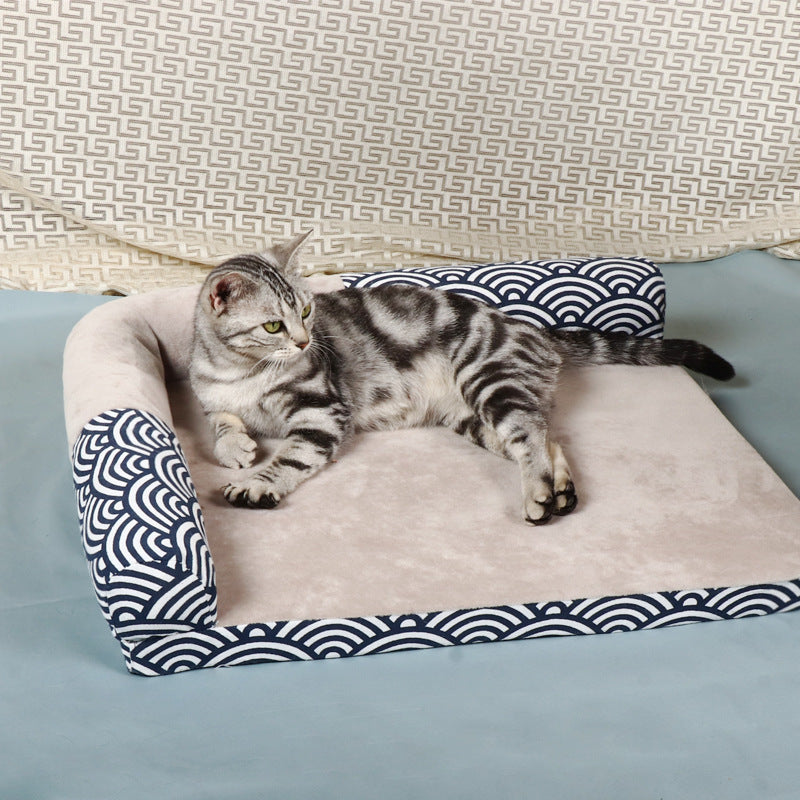 KFX-1992381 Four Seasons Pet Bed - Doghouse Sofa Mat in Wind Wave and Gray Arrow
