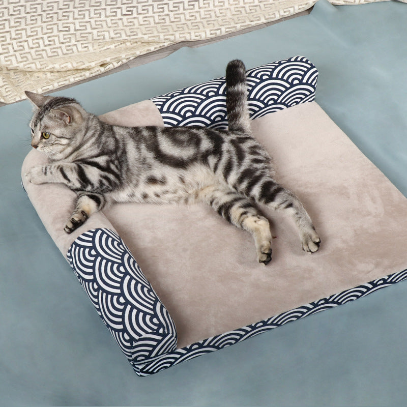 KFX-1992381 Four Seasons Pet Bed - Doghouse Sofa Mat in Wind Wave and Gray Arrow