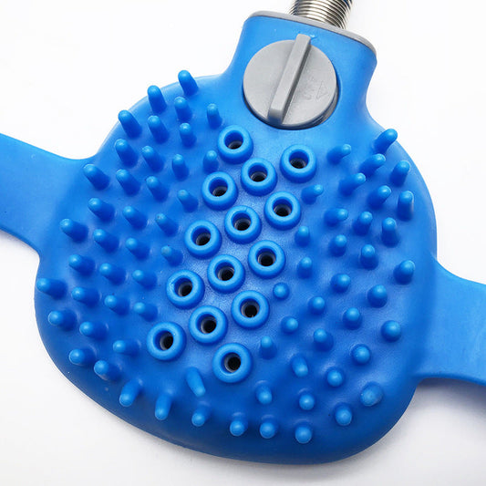 KFX-1995965 Portable Outdoor Pet Bath Brush for Dogs and Cats with 2 Adapters - 2.5M Silicone & ABS Design