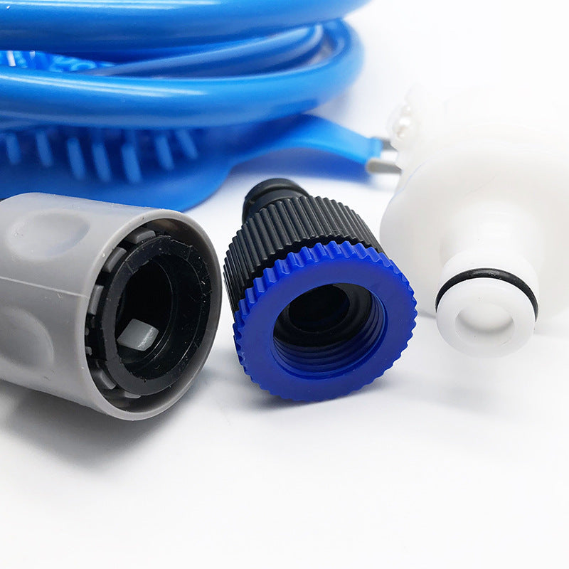 KFX-1995965 Portable Outdoor Pet Bath Brush for Dogs and Cats with 2 Adapters - 2.5M Silicone & ABS Design