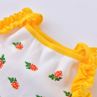 KFX-1996477 Lace Suspender Skirt Dress for Dogs - Cotton Spring/Summer Pet Apparel in Yellow