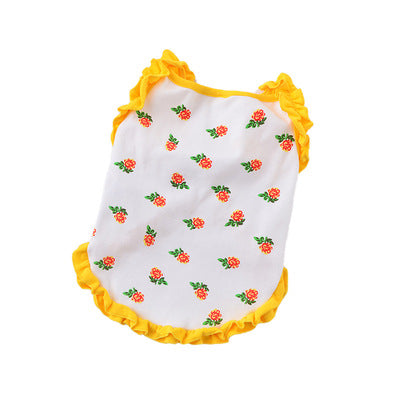 KFX-1996477 Lace Suspender Skirt Dress for Dogs - Cotton Spring/Summer Pet Apparel in Yellow