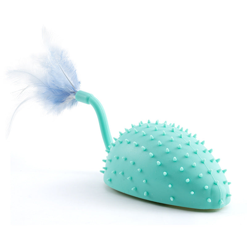 KFX-1996733 Remote Control Silicone Cat Toy Mouse with USB Charging and Teasing Feathers
