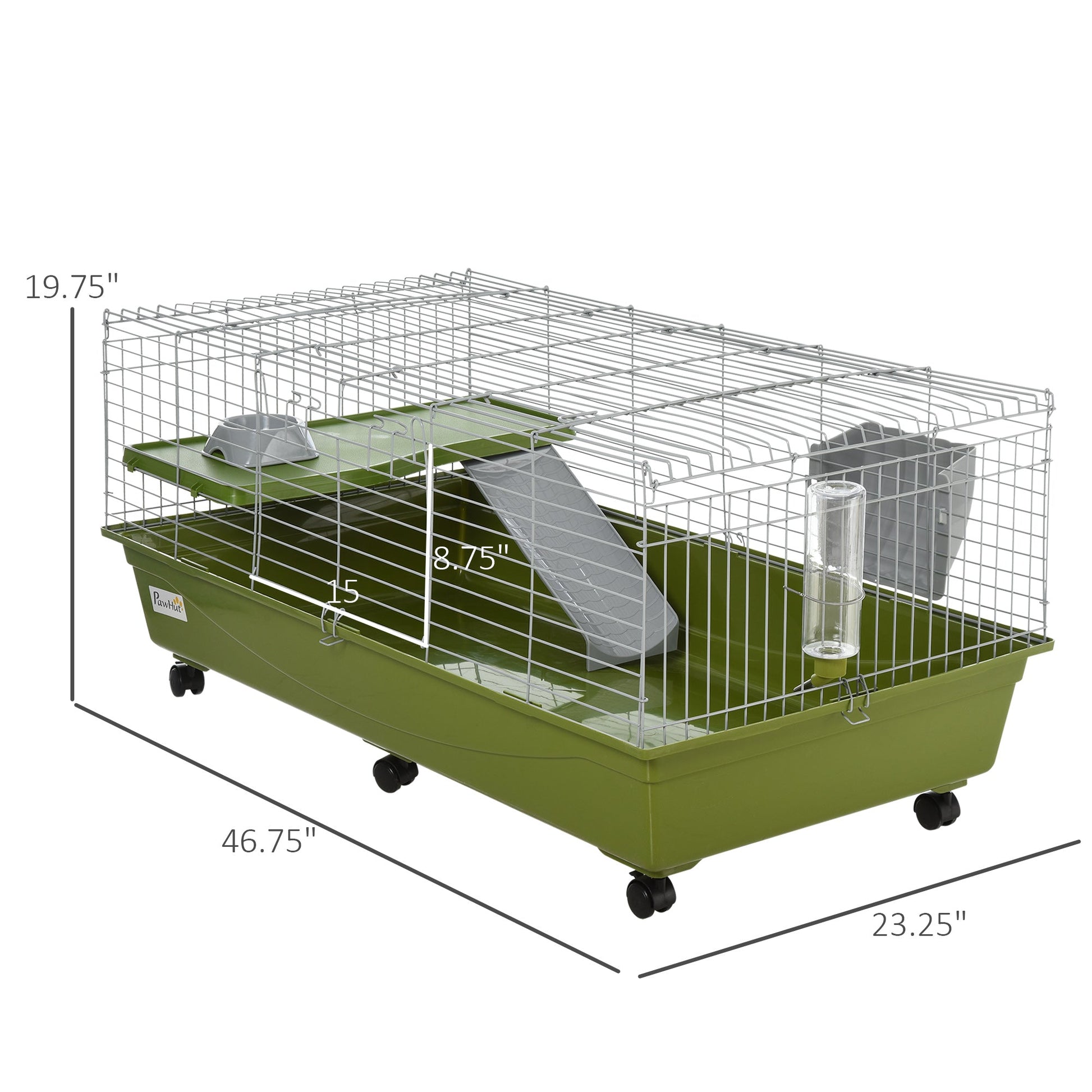 KFX-1997757 47" Small Animal Cage for Chinchillas, Guinea Pigs with Ramp, Platform, Food Dish, Water Bottle, and Wheels