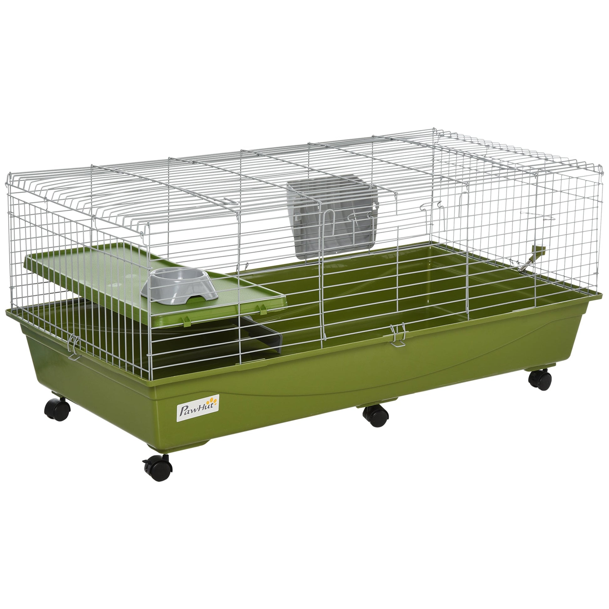 KFX-1997757 47" Small Animal Cage for Chinchillas, Guinea Pigs with Ramp, Platform, Food Dish, Water Bottle, and Wheels