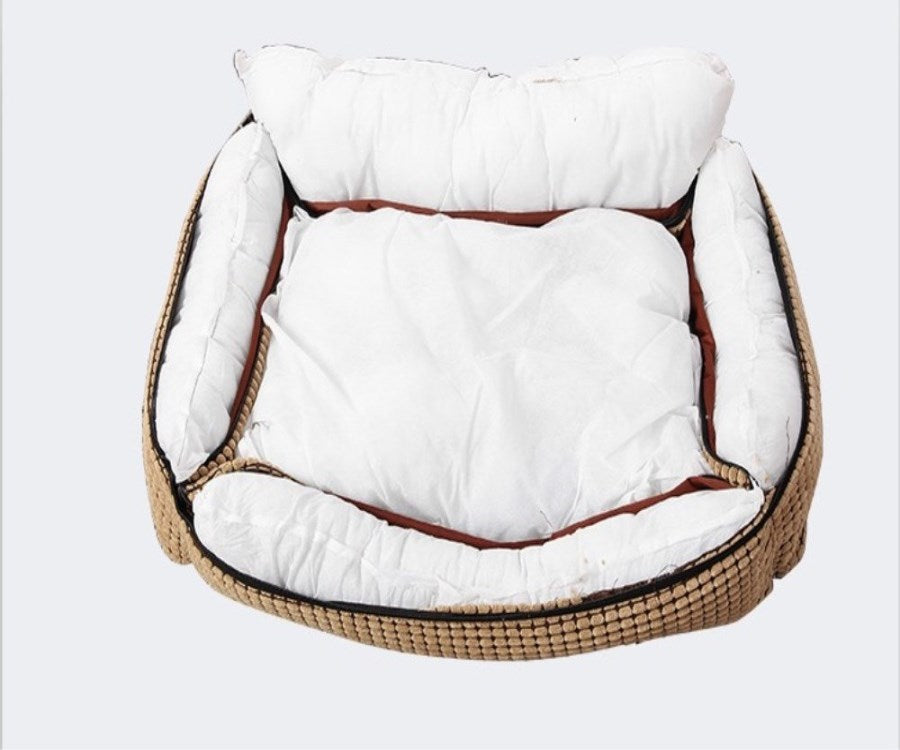 KFX-1998141 Corn Fleece Doghouse with Kennel, Blanket, Mat, and Toy Bones - Fully Washable Pet Nest in Multiple Sizes