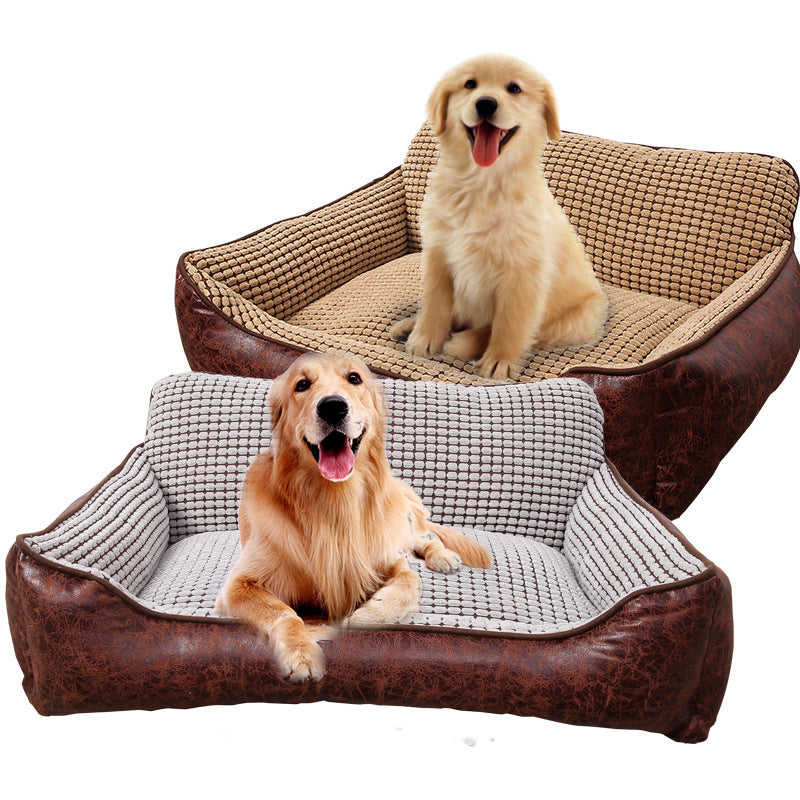 KFX-1998141 Corn Fleece Doghouse with Kennel, Blanket, Mat, and Toy Bones - Fully Washable Pet Nest in Multiple Sizes