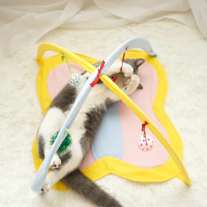 KFX-1998909 Funny Fleece Cat Stick Toy - Casual Yellow and Black Design for Playful Kitties