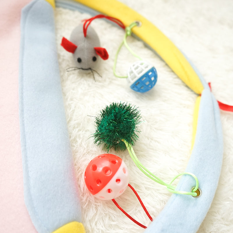 KFX-1998909 Funny Fleece Cat Stick Toy - Casual Yellow and Black Design for Playful Kitties