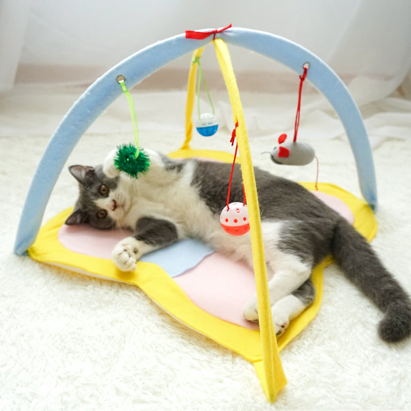 KFX-1998909 Funny Fleece Cat Stick Toy - Casual Yellow and Black Design for Playful Kitties